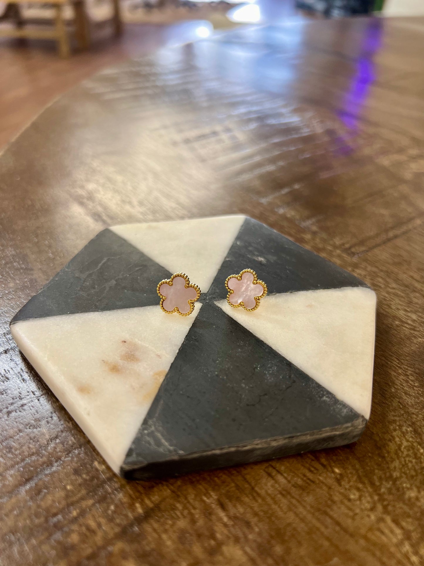 White Shell Flora Studs