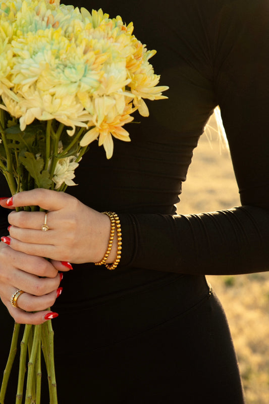 Gold Beaded Bracelet Stack