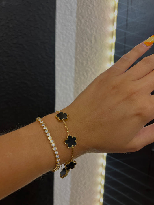 Black Flora Gold Bracelet